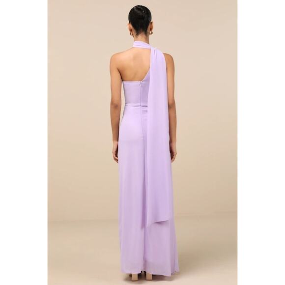 Lulus “Adeline” Lavender One-Shoulder Scarf Maxi Dress – Medium NWOT - Picture 2 of 6
